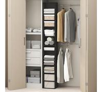 Furinno PASIR Organizador de Armario de 10 Niveles, Estante Abierto Ajustable, Organizador de Almacenamiento, Almacenamiento apilable, Ancho de 30 cm, para Armario, Dormitorio, Madera Negra