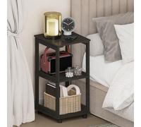 Furinno Romain Mesita de Noche Alta de 2 Niveles con Estante Abierto, Mesa Auxiliar con Estructura Abierta, Mesa Lateral, Montaje Fácil, para Dormitorio, Vestidor, Sala de Estar, Espresso