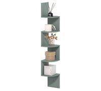 Furinno Rossi Estantería Flotante para Pared con 5 Niveles En Zigzag Y Diseño Radial, para Salón, Dormitorio, Baño U Oficina En Casa, Color Verde Salvia