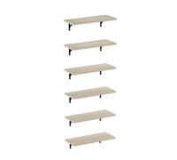 Furinno Rossi Estantes flotantes para Pared, Set de 6, Estante de Pared de 45.7 cm, Estante Flotante, montado en Pared, para baño, Dormitorio, Sala, Pino Metropolitano
