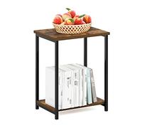 Furinno Simplista Mesa Auxiliar con Marco de Metal, Madera, Pino Ámbar, Paquete de 1