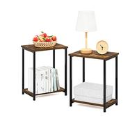 Furinno Simplista Mesa Auxiliar con Marco de Metal, Madera, Pino Ámbar, Paquete de 2, 2 Unidades