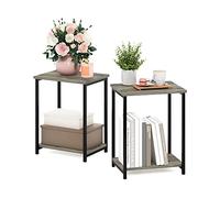 Furinno Simplista Mesa Auxiliar con Marco de Metal, Madera, Roble Francés, Paquete de 2, 2 Unidades