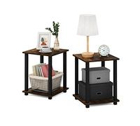 Furinno Simplista Mesa Auxiliar, Engineered Wood, Amber Pine/Black, 2 Unidades