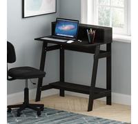 Furinno Simplistic - Escritorio Negro para computadora de 81,3 cm, Escritorio Rectangular de Oficina en casa con Estante, Escritorio de Juegos para Oficina en casa, Dormitorio, Sala de Estudio, Color