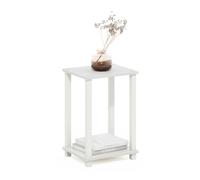 Furinno Simplistic Mesa Pequeña De 2 Niveles con Estante Abierto, Fácil Montaje Sin Herramientas, Mesita De Noche, para Sala De Estar O Dormitorio, Blanca