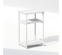 Furinno Simplistic Mesita de Noche de 3 Niveles con estantes Abiertos y Estructura metálica, Mesa Auxiliar para Dormitorio o Sala de Estar, Blanca