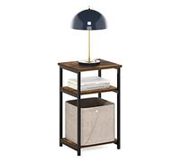 Furinno Solo Mesa Auxiliar de Marco de Metal con estantes de Almacenamiento, Madera, Pino Ámbar, Paquete de 1