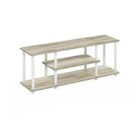 Furinno Soportes de TV de entretenimiento de 3 niveles Roble/Blanco