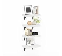 Furinno Tanna Juego De 4 Estantes Flotantes De Pared De 38 Cm para Baño, Oficina Y Sala De Estar, Textura Blanca