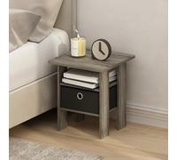 Furinno TIDUR Mesa de Noche, Diseño de Estante Abierto con Contenedor de Almacenamiento, Mesa de Cabecera, Mesa Auxiliar, para Dormitorio, Sala de Estar, Roble Francés