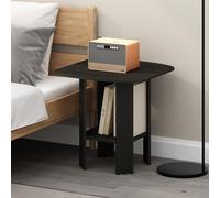 Furinno TIDUR Mesa de Noche, Diseño de Estante Abierto con Estante de Almacenamiento, Mesa de Cabecera Redondeada, Mesa Auxiliar, para Dormitorio, Sala de Estar, Espresso