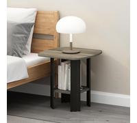 Furinno TIDUR Mesa de Noche, Diseño de Estante Abierto con Estante de Almacenamiento, Mesa de Cabecera Redondeada, Mesa Auxiliar, para Dormitorio, Sala de Estar, Roble Francés