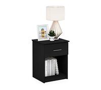 Furinno TIDUR - Mesita de Noche con cajón, mesita de Noche, Mesa Auxiliar, Mesa Auxiliar con Estante de Almacenamiento, cajón con asa de Barra, para Dormitorio, Sala de Estar, Americana