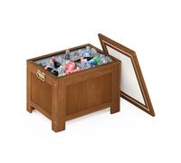 Furinno TIOMAN - Baúl de madera para exteriores, caja de almacenamiento aislada, 25 x 18 pulgadas, para patio, jardín y porche, madera clara