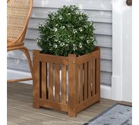 Furinno TIOMAN - Maceta de Madera Dura, Caja de jardín en Forma de Cubo, en Aceite de Teca, para Interiores y Exteriores, jardín, Patio, balcón, Madera Clara