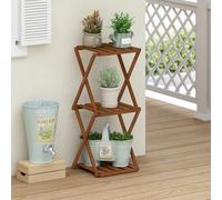 Furinno TIOMAN - Mesa Auxiliar de 3 Niveles para Exteriores, Estante de exhibición Plegable Multiusos sin Herramientas, Soporte para Plantas, para Patio, jardín, Porche, Madera Clara