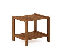 Furinno Tioman Mesa auxiliar Mississippi para exteriores de madera dura con orificio para sombrilla, Natural