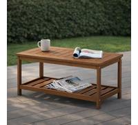 Furinno TIOMAN Mesa de Patio, Mesa de Centro para Exteriores con Estante, Mesa Auxiliar para Patio, jardín, Porche, Acabado de Aceite de Teca, Madera Clara