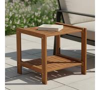 Furinno TIOMAN Mississippi - Mesa Auxiliar para Exteriores, Mesa de Centro con Agujero para Paraguas, para Patio, jardín, Porche, Madera Clara