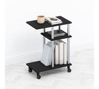 Furinno TOMI - Mesa Auxiliar de 3 Niveles en Forma de C con Ruedas, mesita de Noche, mesita de Noche, Montaje sin Herramientas, para Sala de Estar, Dormitorio, Acero Inoxidable Americano
