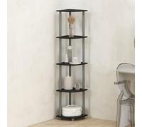 Furinno Turn-N-Tube 5 Tier Freestanding Corner Display Rack Shelving Unit, Black/Grey