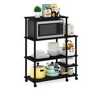Furinno Turn-N-Tube Carro de Cocina Grande de 4 Niveles sin Herramientas, Americano/Negro