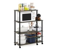 Furinno Turn-N-Tube Carro de Cocina Grande de 4 Niveles sin Herramientas, Roble Francés Gris/Negro
