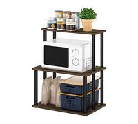 Furinno Turn-N-Tube Estante de Cocina 3 Niveles sin Herramientas, Nogal Columbia/Negro