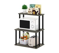 Furinno Turn-N-Tube Estante de Cocina 3 Niveles sin Herramientas, Roble Francés Gris/Negro