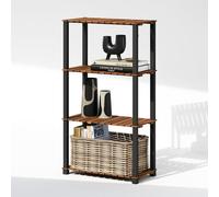 Furinno Turn-N-Tube Estante de exhibición, Estante de Almacenamiento de 4 Niveles, Estante para Libros, Estante de Esquina con Listones de Madera, para Interior, Exterior, Sala de Estar, Madera Clara