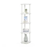Furinno Turn-N-Tube Estantería esquinero Multiusos de 5 Niveles, Blanco/Blanco