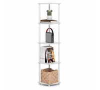 Furinno Turn-N-Tube - Estantes de Almacenamiento, Estante para Libros de Marco Abierto de 5 Niveles, Estante de Esquina de pie, estantes Abiertos sin Herramientas, Tubos clásicos, para organización y