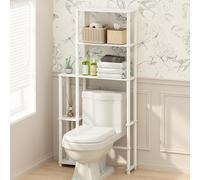 Furinno Turn-N-Tube - Estantes de baño Independientes sobre el Inodoro, Estante de Almacenamiento con 5 estantes, Color Blanco Liso/Blanco