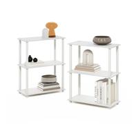 FURINNO Turn-N-Tube Juego De 2 Estantes De Almacenamiento De 3 Niveles, Esquineros Sin Herramientas, Color Blanco