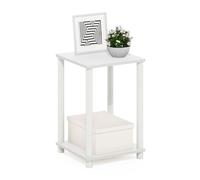 Furinno Turn-N-Tube Mesa Auxiliar de 2 Niveles con Estante Abierto, mesita de Noche sin Herramientas, para Sala de Estar o Dormitorio, Color Blanco