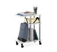 Furinno Turn-N-Tube Mesa Auxiliar de Sofá en Forma de U con Ruedas, Madera de ingeniería, Roble Blancoo/Acero Inoxidable, 29.5(D) x 50(W) x 62.7(H) cm