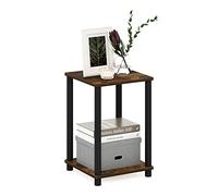 Furinno Turn-N-Tube, Mesa Auxiliar, mesita de Noche, Madera de ingeniería, Ámbar Pino/Negro, Paquete de 1