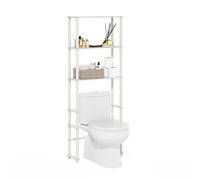 Furinno Turn-N-Tube Organizador De Inodoro Independiente con 3 Estantes Ahorra Espacio para Organizar El Baño Color Blanco
