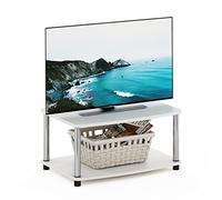 Furinno Turn-N-Tube Soporte Elevado para TV de 2 Niveles, Madera, Roble Blanco/Cromado, 2 Estantes, Engineered Wood