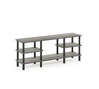 Furinno Turn-N-Tube Soportes de TV sin Herramientas, Madera Maciza, Chêne Français Gris/Noir, Talla única
