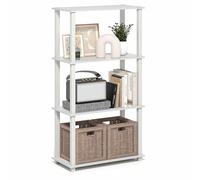 Furinno Turn-S-Tube - Estantes de Almacenamiento de 4 Niveles, Estante esquinero, estantes de pie de Marco Abierto sin Herramientas, para organización y Almacenamiento, Sala de Estar, Garaje, Oficina