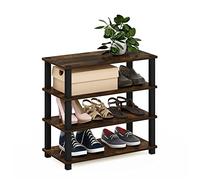 Furinno Turn-S-Tube Zapatero de 4 Niveles, Pino Ámbar/Negro