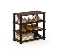 Furinno Zapateros, Dark Cherry and Black, 4-Tier Single