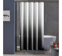 Furlinic Cortina Ducha Antimoho Negro Degradado Poliester Tela Impermeable Lavable Pequeña Cortinas Baño Originales 6 Anillas Cortina Ducha Plegable 90x180cm