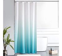 Furlinic Cortina Ducha Antimoho Poliester Tela Impermeable Lavable Pequeña Cortinas Baño Originales Turquesa Degradada 120x200 cm 8 Anillas Cortina Ducha Plegable