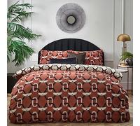 furn. Avalon - Juego de Funda nórdica Reversible geométrica Art Deco (Rojo, Individual)