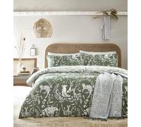 furn. Buckthorn - Juego de Funda de edredón con Estampado de Animales del Bosque con diseño Reversible, Ropa de Cama de polialgodón (Verde - Super King)