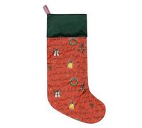 furn. Calcetín de Navidad de Terciopelo con Estampado navideño, 29 x 27cm