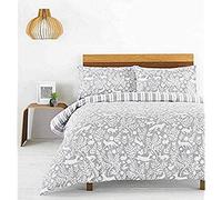 furn. Creativa De Tela Skandi Woodland Duvet Set, Algodón, Gris Claro, El Rey